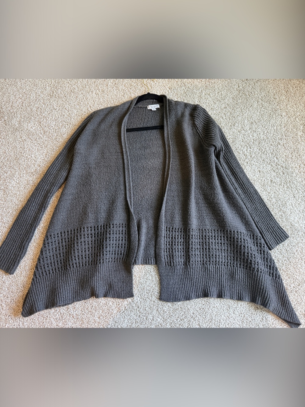 Gray Open-Front Womens  Cardigan Sweater